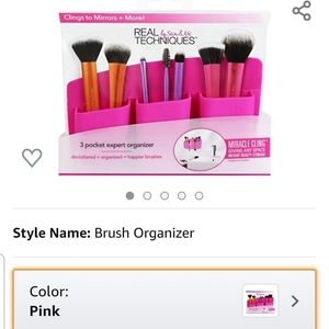 Stick On Makeup Brush Organizer w 3 Pockets